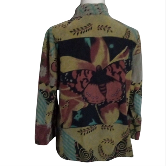 Citron Santa Monica Artsy Mixed Print Butterfly 100% Cotton Button Up Size Small - Picture 4 of 8